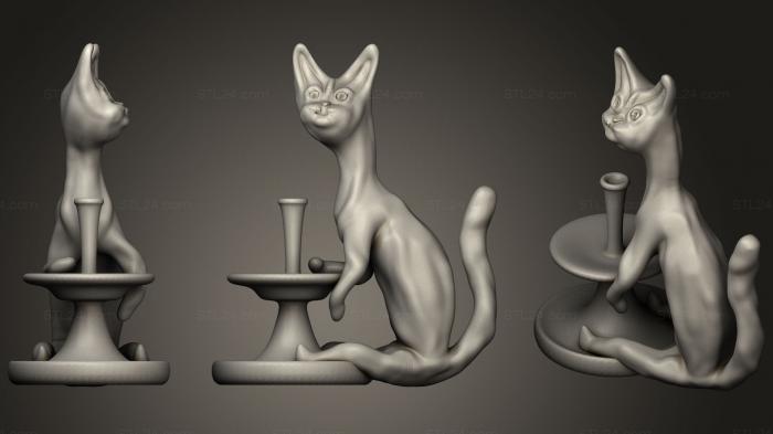 Статуэтки животных (Котенок и фонтан, STKJ_1118) 3D модель для ЧПУ станка